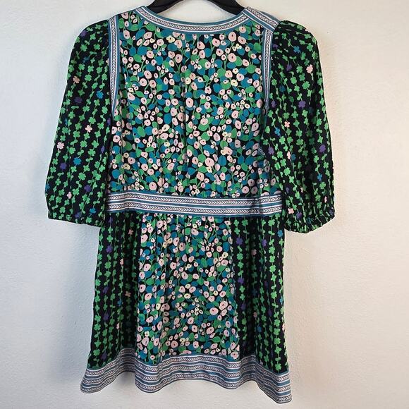 Marc Jacobs Blouse Women's 8 Green Mixed Floral Empire Waist Y2K Boho READ - Picture 2 of 10